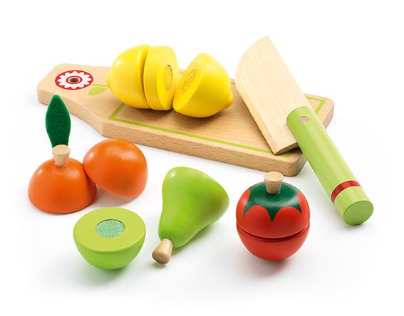 paling Mijnenveld Handvest DJECO Speelgoed Houten Speelfruit- en groenten | Speelfruit met snijplank