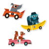 Djeco puzzel duo grappige racewagens met dieren