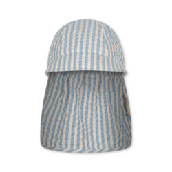 UV zonnehoedje blauw gestreept met nekflap