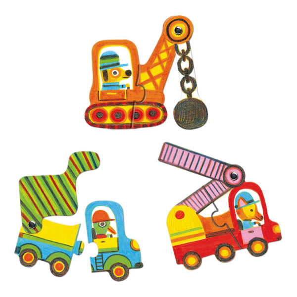 Djeco puzzel duo voertuigen met beweegbare onderdelen