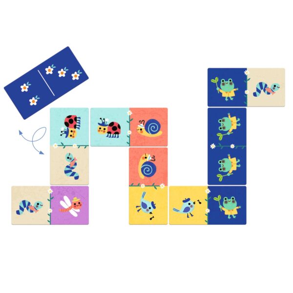Djeco domino met kleine dieren en bloemetjes tellen