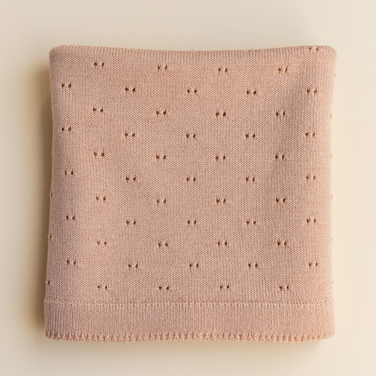 Hvid babydeken blanket bibi apricot