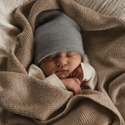 Hvid baby beanie fonzie newborn grey melange