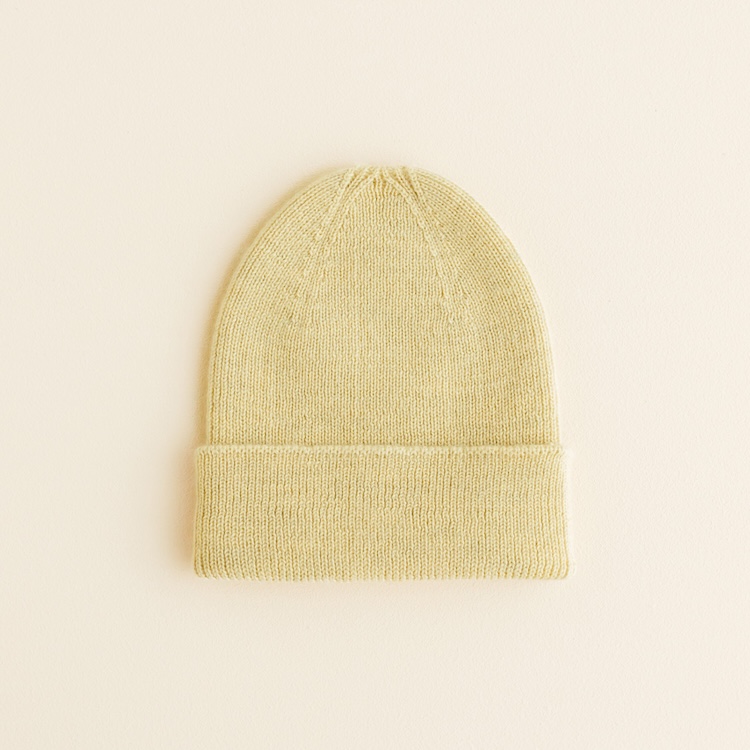Hvid baby beanie fonzie newborn light yellow