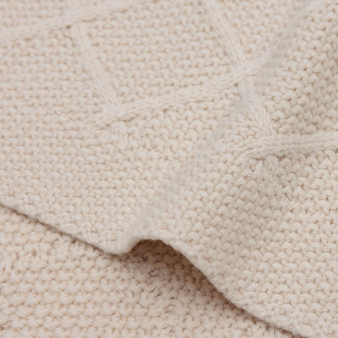Jollein_wiegdeken_ledikantdeken_check_knit_oatmeal_03 Jollein babydeken check knit oatmeal