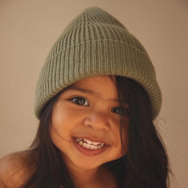 Hvid beanie kids artichoke donkergroen
