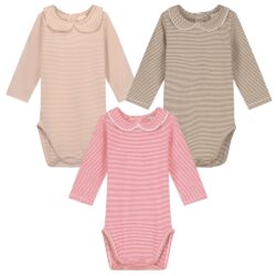 Gray Label romper met lange mouwen en kraag gestreept cherry, pink, biscuit