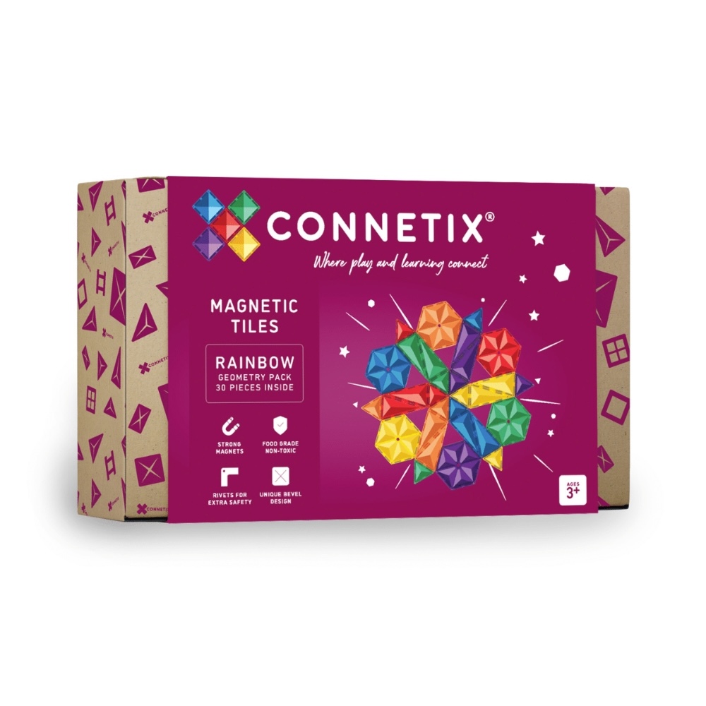 Connetix magnetisch speelgoed geometry set rainbow 30 stuks
