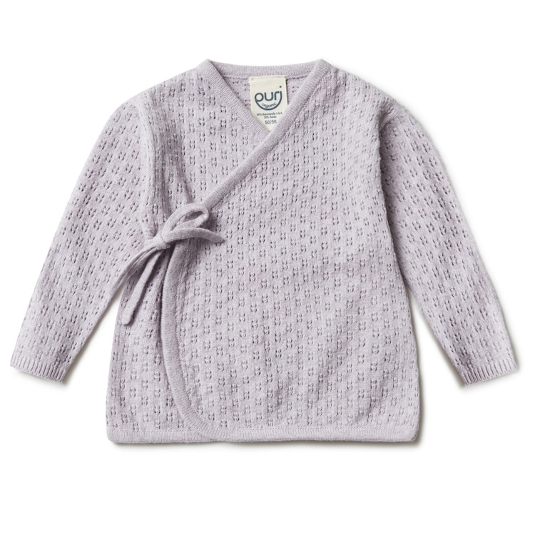 Puri Organic overslag vestje ajour lavendel katoen - zijde