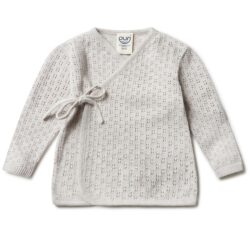 Puri Organic overslag vestje ajour beige melange katoen - zijde