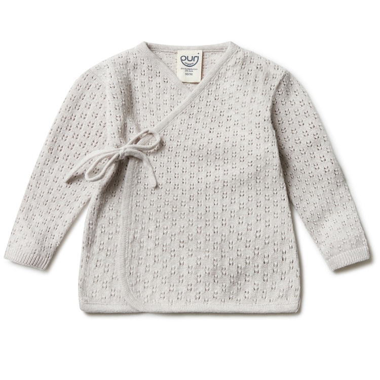 Puri Organic overslag vestje ajour beige melange katoen - zijde