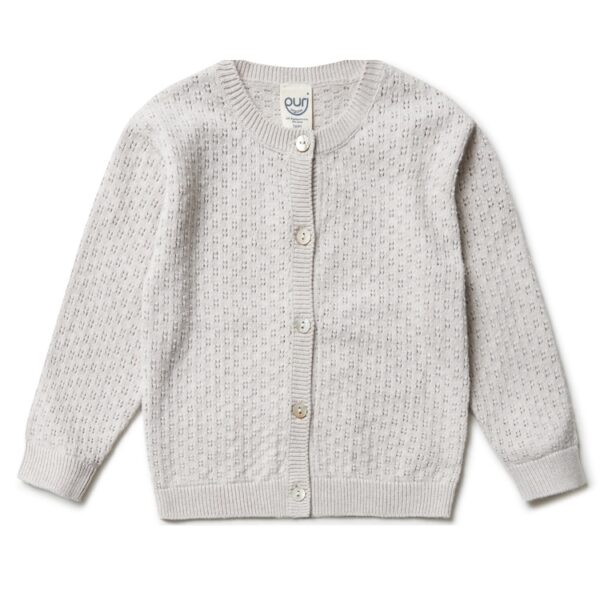 Puri Organic vest ajour beige melange katoen - zijde