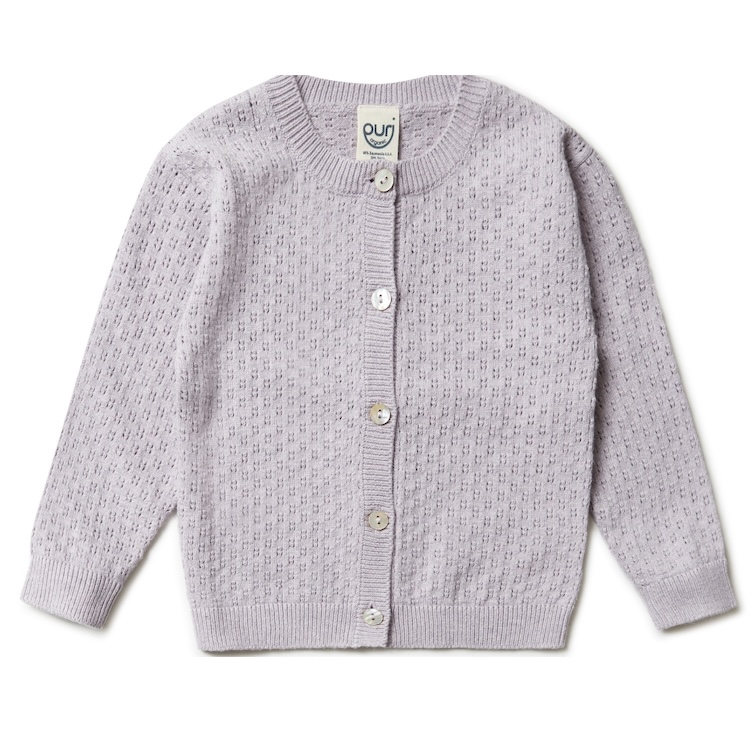Puri Organic vest ajour lavendel katoen - zijde