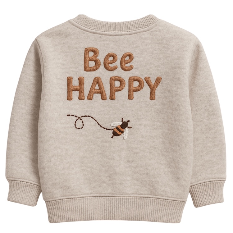 Two You Label Sweater Bee happy oat