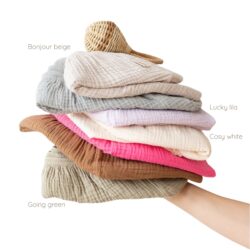 Atelier Pomme hoeslaken peuterbed beige, lila, green, white