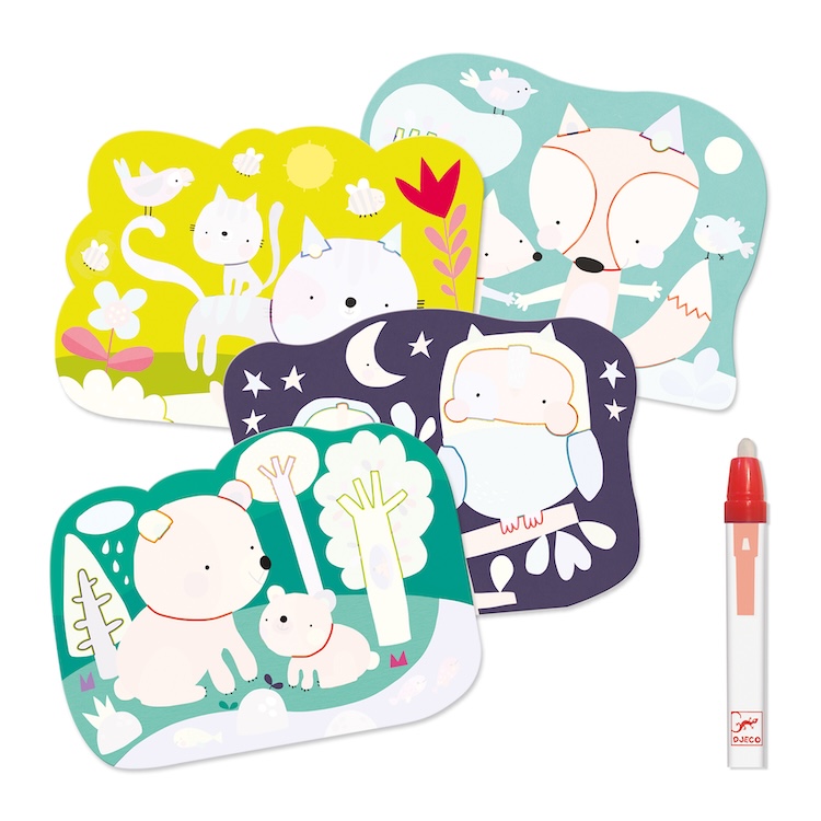 Djeco magische waterkleurplaten thema in het bos