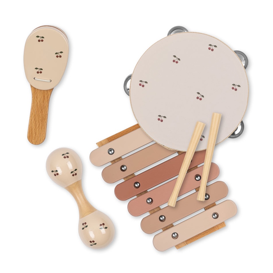 Konges Sløjd houten muziekinstrumenten in koffertje