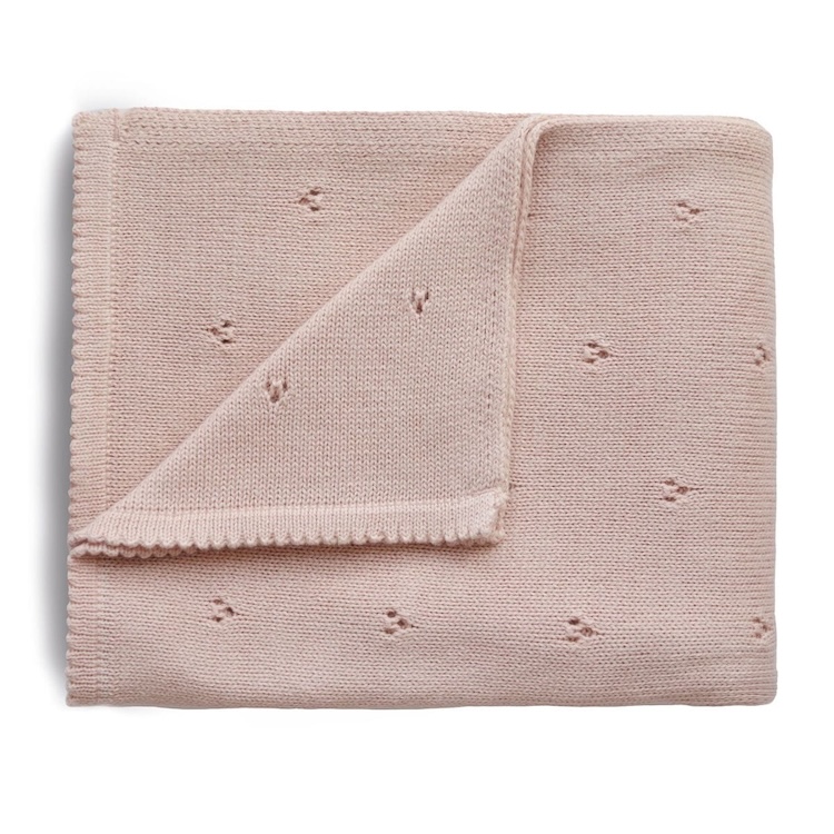 Mushie wiegdeken pointelle blush