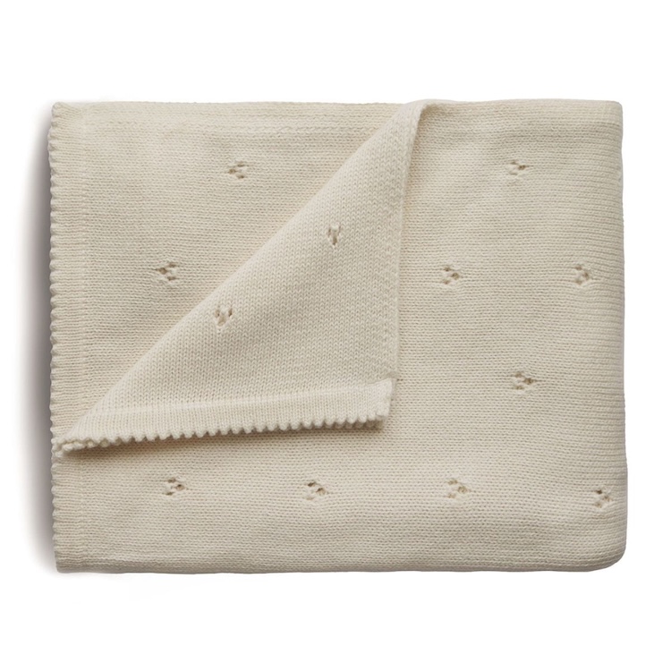 Mushie wiegdeken pointelle ivory