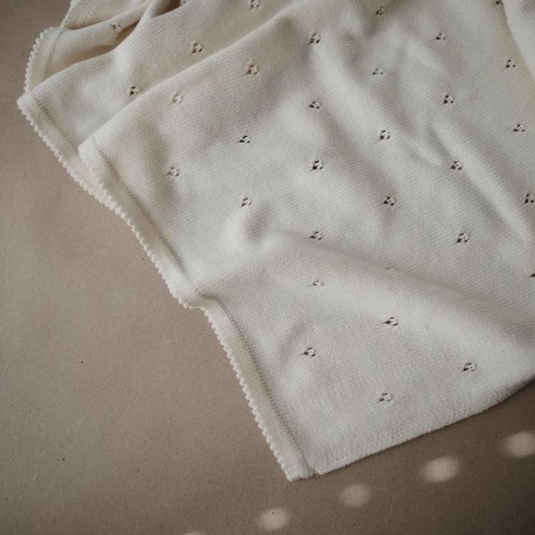 Mushie wiegdeken pointelle ivory