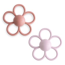 Mushie bijtring en rammelaar daisy bloem lilac en rose