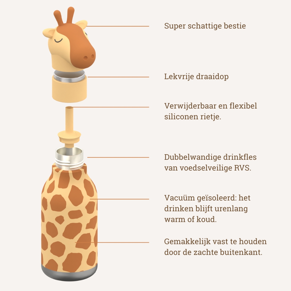 Asobu RVS drinkfles bestie giraffe