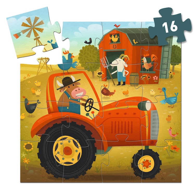Djeco puzzel trekker tractor 16 stukjes