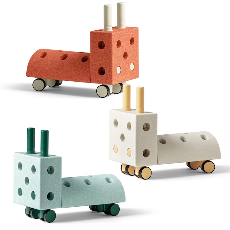 MODU Tiny Ride loopauto burnt-orange, ocean-mint, sand-honey