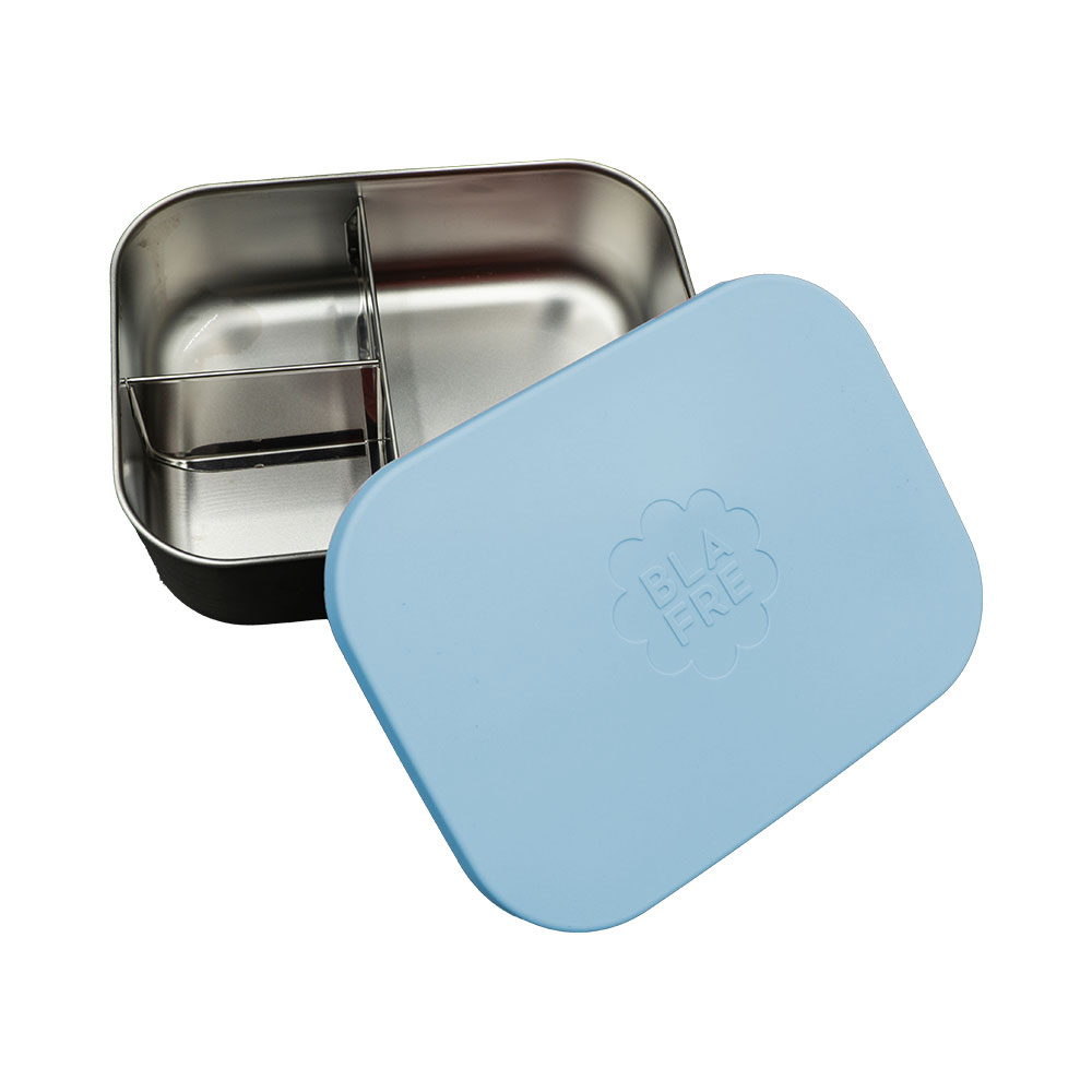 Blafre RVS broodtrommel 3 vakken blauw