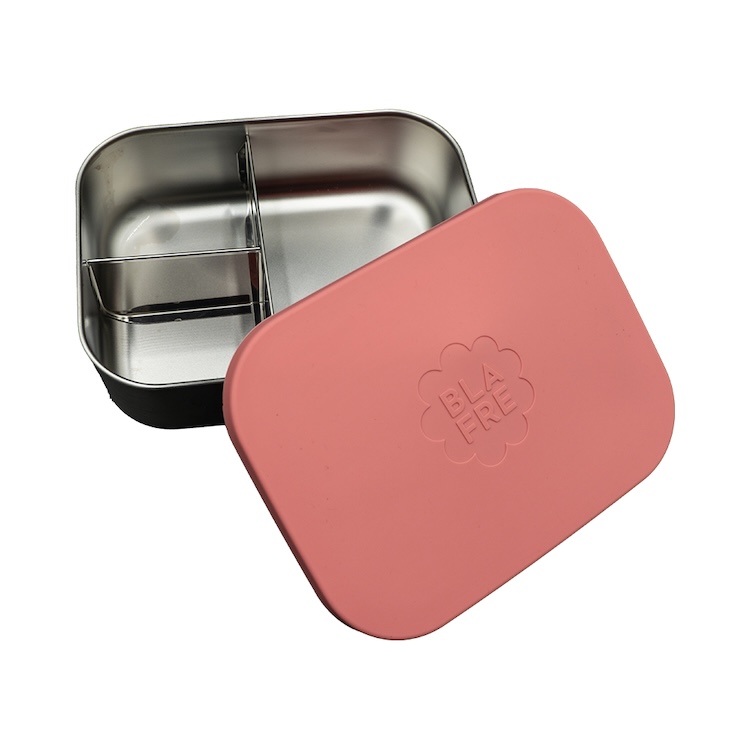 Blafre RVS broodtrommel 3 vakken roze