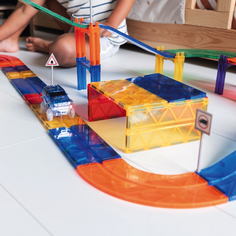 Cleverclixx magnetisch speelgoed race track autobaan 65 stuks