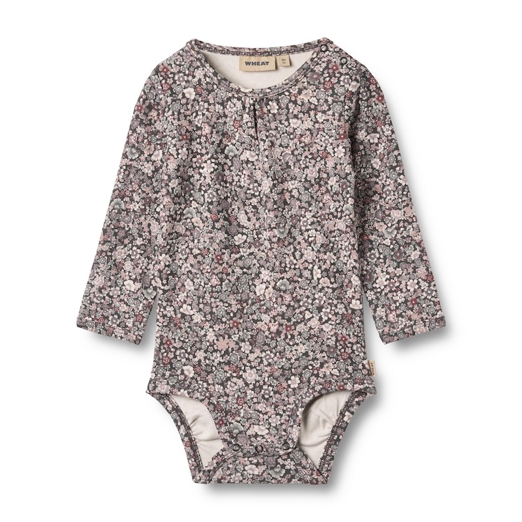 Wheat romper met lange mouw purple stone flowers