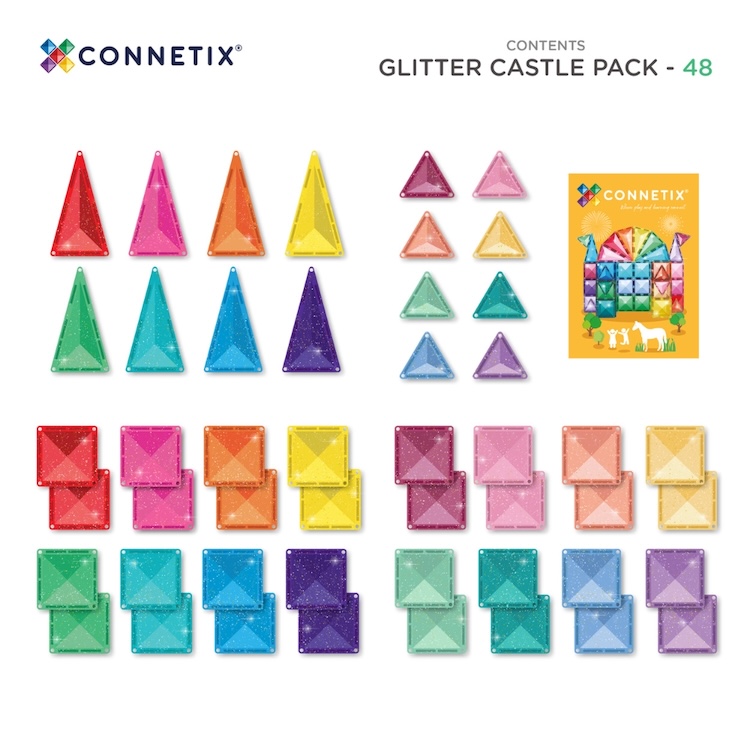 Connetix_magnetisch_speelgoed_glitter-castle-set_kasteel_48st Connetix magnetisch speelgoed glitter castle set 48 stuks