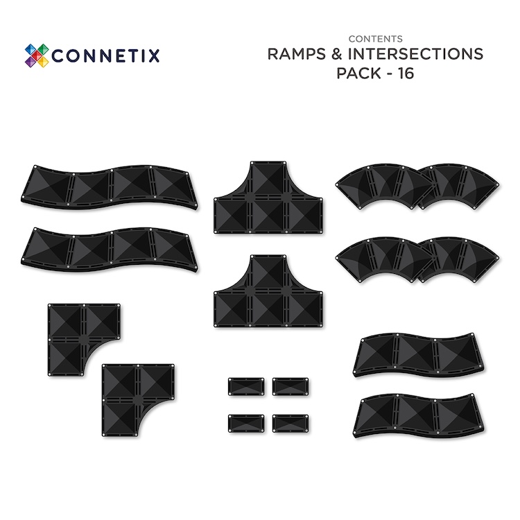 Connetix magnetisch speelgoed roads ramps-intersections_16 stuks
