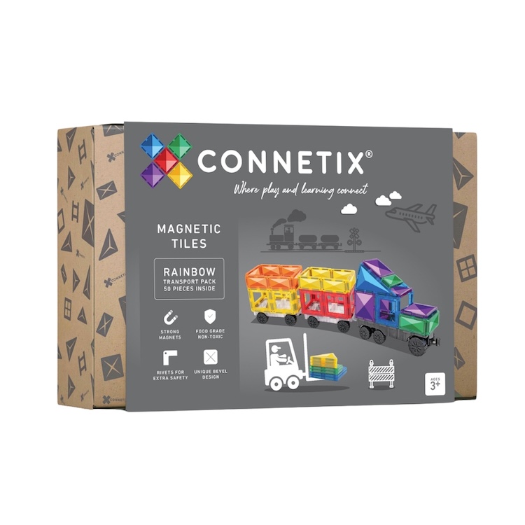 Connetix magnetisch speelgoed transporter set rainbow 50stuks