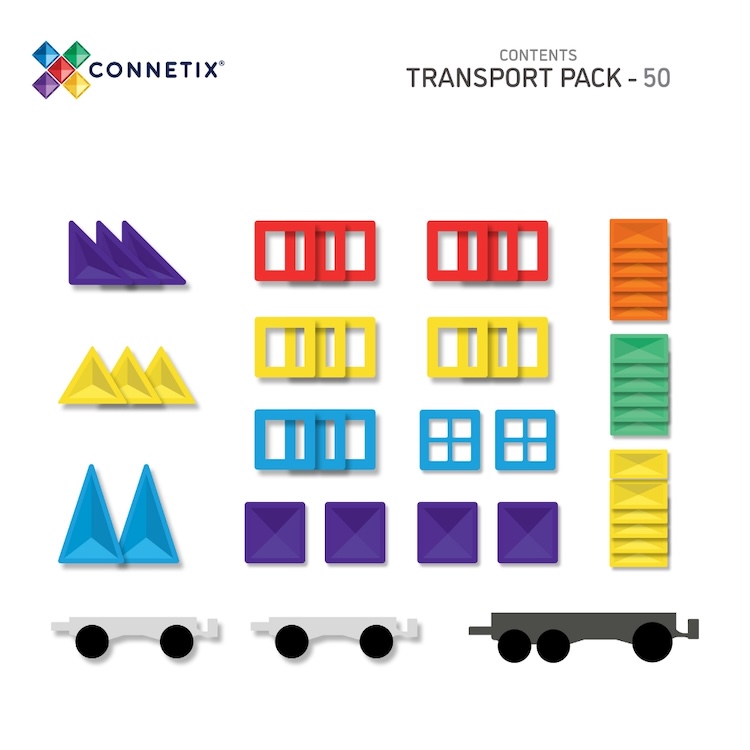 Connetix magnetisch speelgoed transporter set rainbow 50stuks