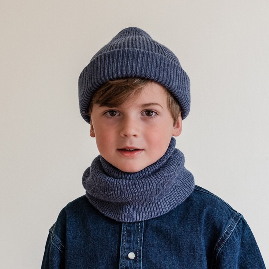 Hvid colsjaal Gigien beanie Fonzie denim