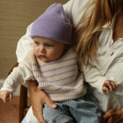 Hvid spencer baby gestreept cream-lilac