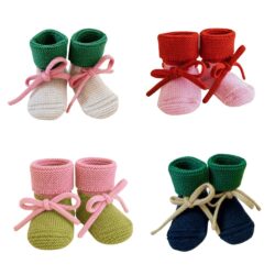 Hvid babyslofjes booties colorblocking 0-9M