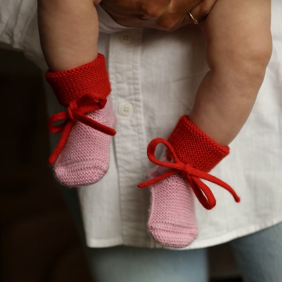 Hvid babyslofjes colorblocking cotton candy-red