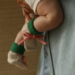 Hvid babyslofjes colorblocking cream-grass