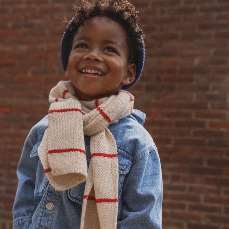 Hvid sjaal gestreept Igor cream red