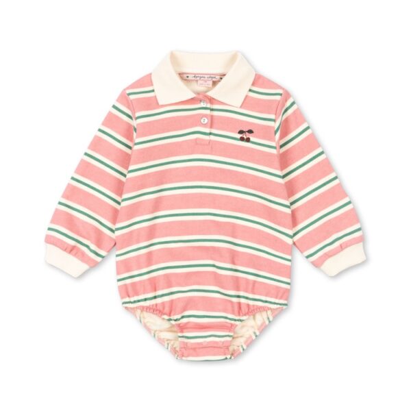 Konges Sløjd polo romper lange mouwen blush bound stripe