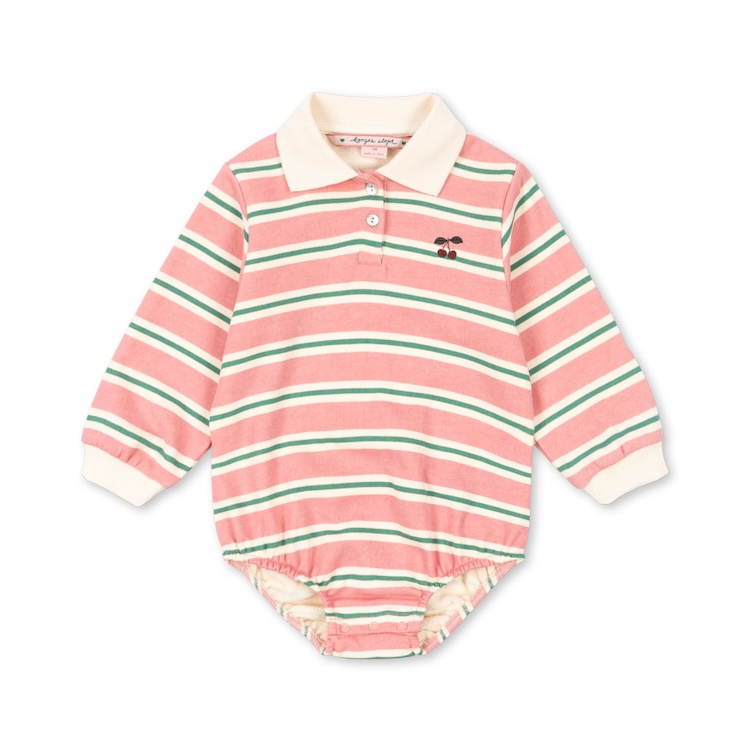 Konges Sløjd polo romper lange mouwen blush bound stripe