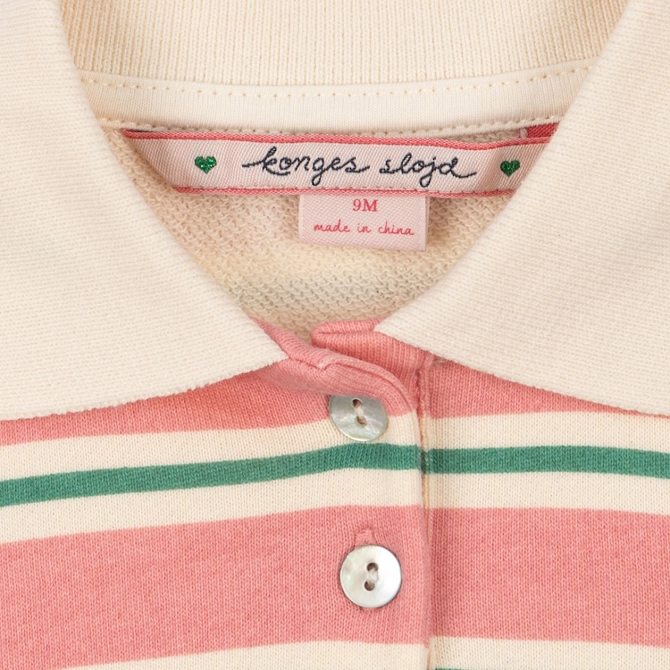 Konges Sløjd polo romper lange mouwen blush bound stripe