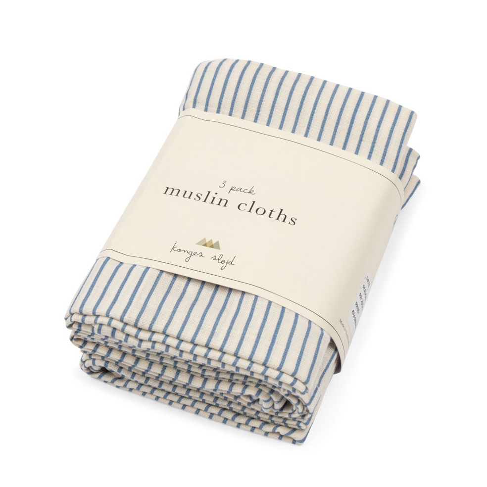 Konges Sløjd 3-pack hydrofiele doeken stripe bluie