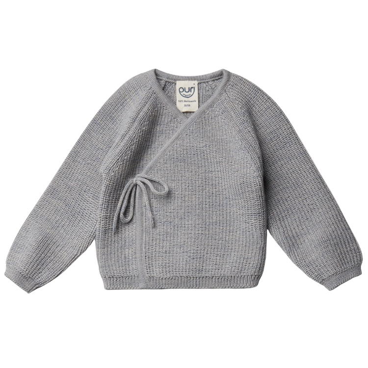 Puri organic overslagvestje gebreid grey melange 100% merinowol