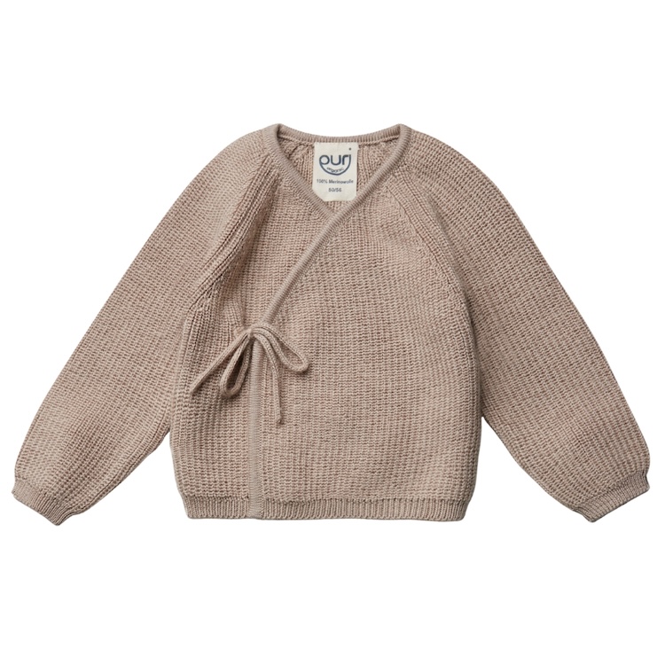 Puri organic overslagvestje gebreid sand melange 100% merinowol