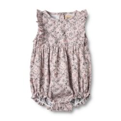 Wheat romper Emmaline lilac checked flowers