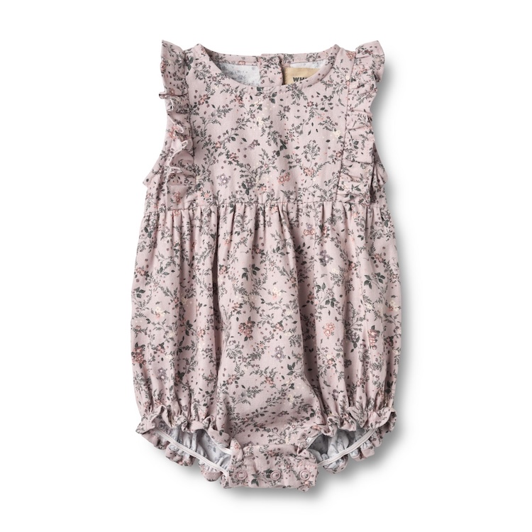 Wheat romper Emmaline lilac checked flowers
